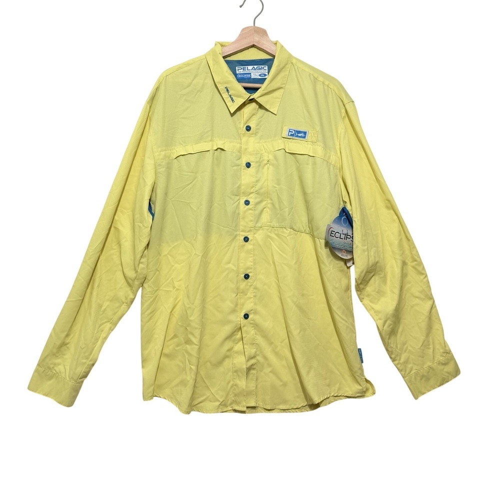 Pelagic Eclipse Guide Shirt Mens XL Yellow Long Sleeve Fishing Offshore Gear New